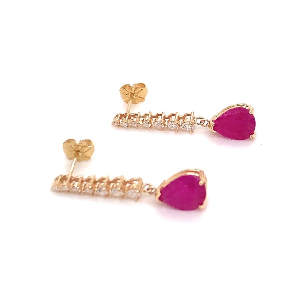 Natural Ruby Diamond Earrings 14k Gold 5.42 TCW Certified $4,950 018662 - Picture 3 of 13
